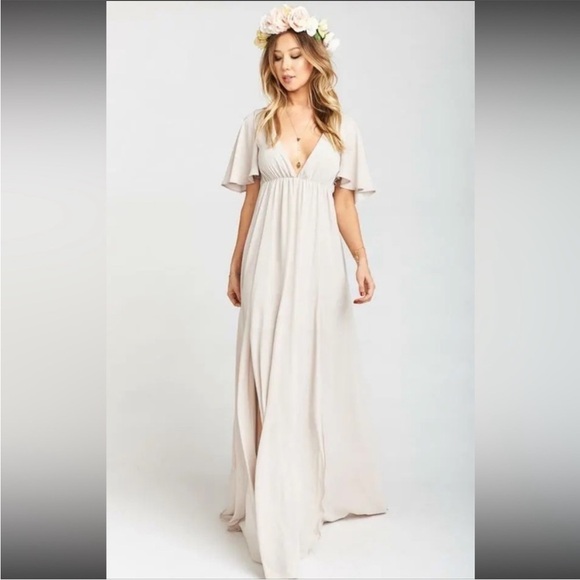 Show Me Your Mumu Faye Flutter Maxi Dress in Show Me The Ring Crisp Medium NWT - Picture 1 of 15